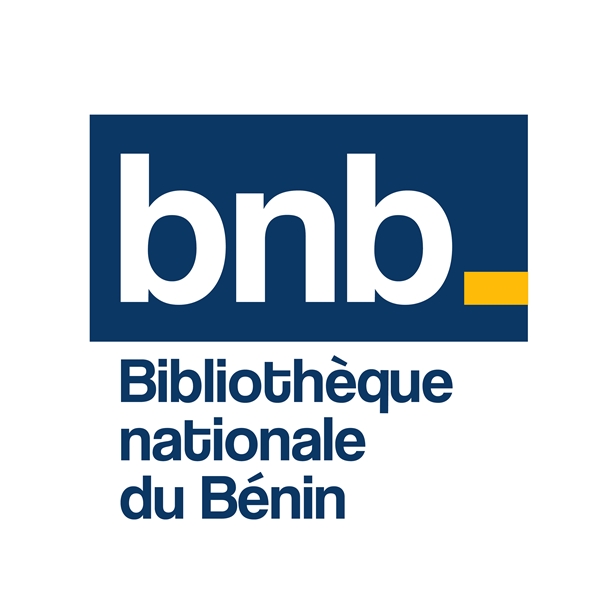 Logo bleu et blanc avec le texte bibliothèque nationale du Bénin sur fond blanc