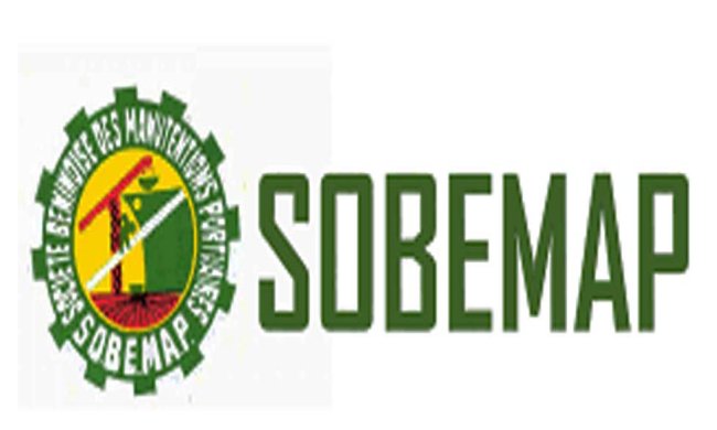 Logo vert et jaune avec une roue dentée entourant un phare et le texte SOBEMAP en lettres majuscules vertes