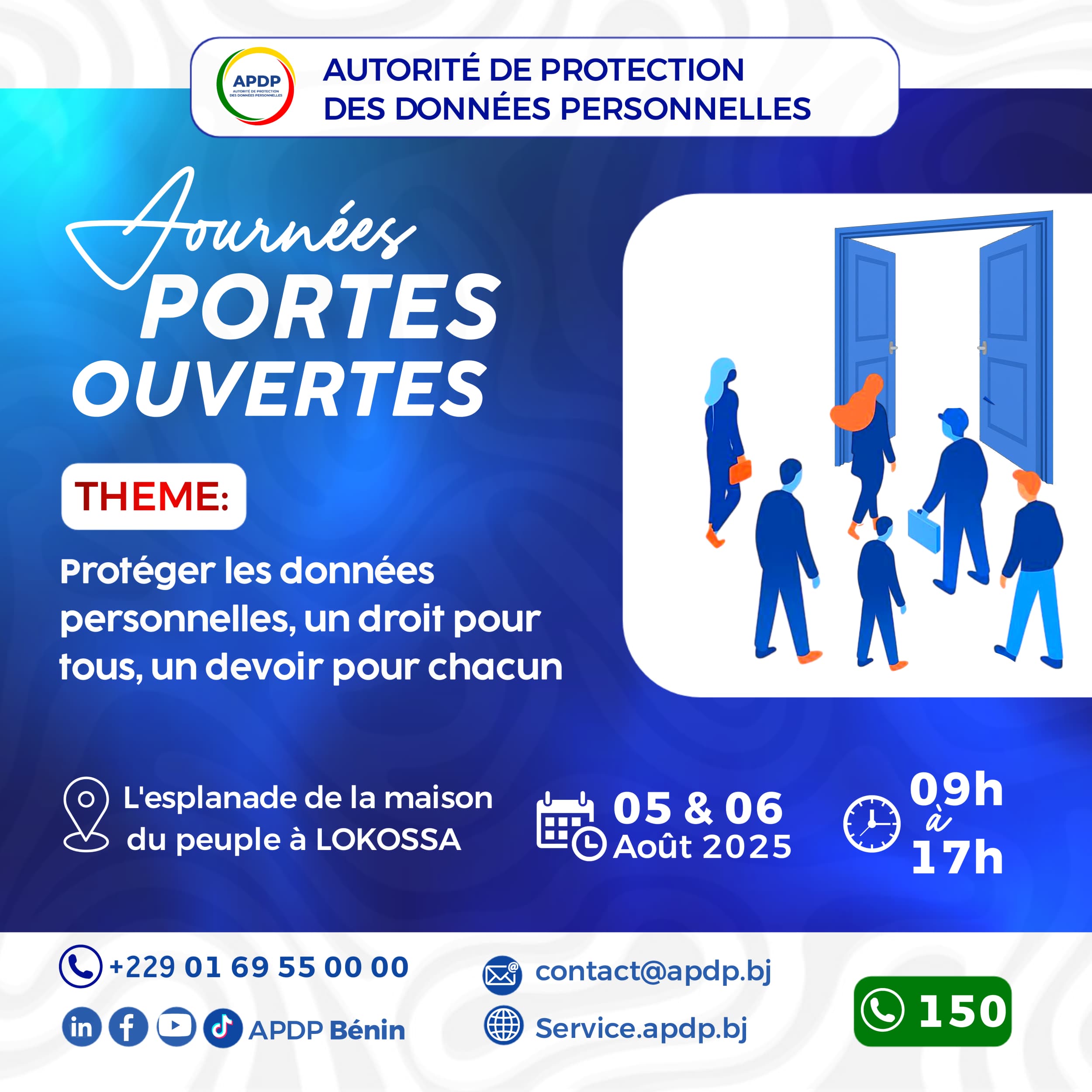 Visuel avec texte annonçant journées portes ouvertes sur la protection des données personnelles en août 2025