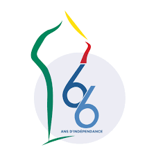 logo stylisé avec le chiffre 66 et une flamme tricolore verte jaune rouge sur fond clair